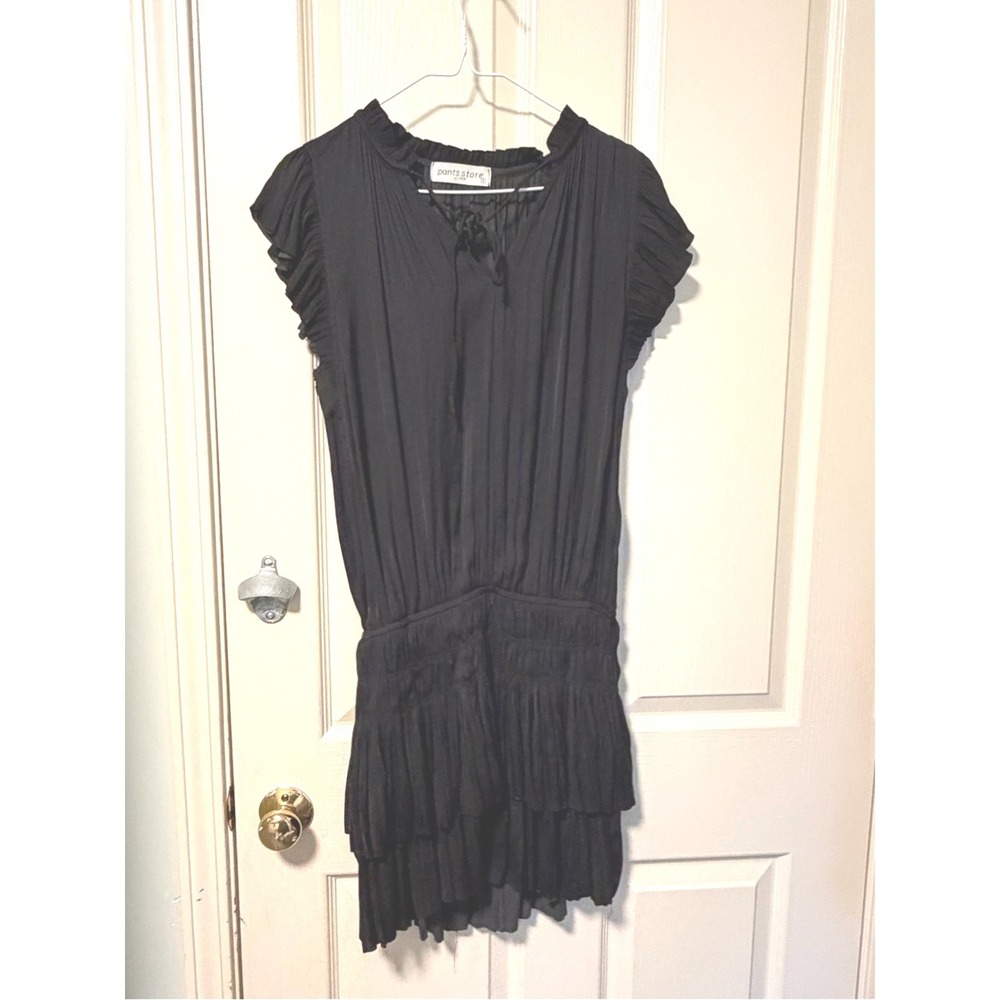 Pants Store Black Ruffle-Tier Mini Dress